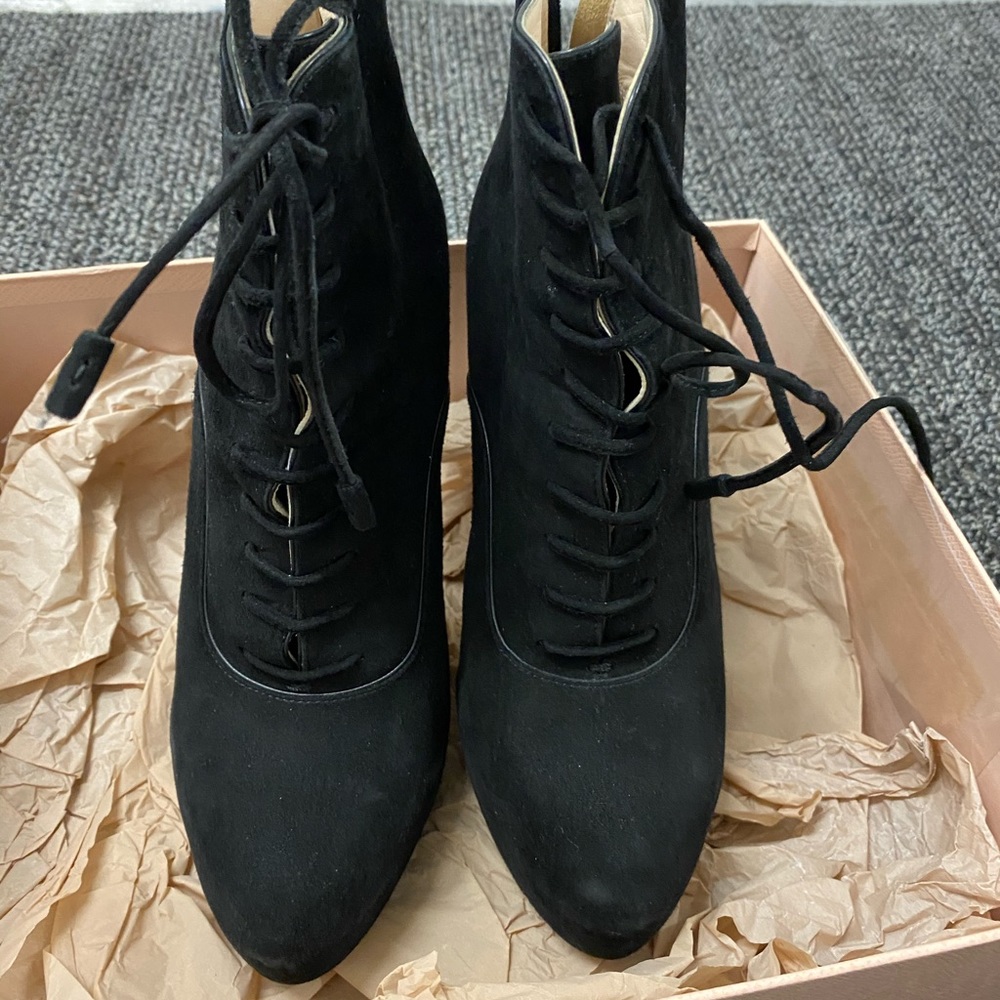 Prada suede black boots with box